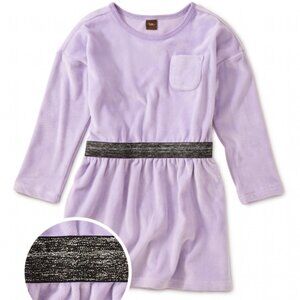 TEA COLLECTION Velour Sparkle Waisted Dress Violet Mist 2t